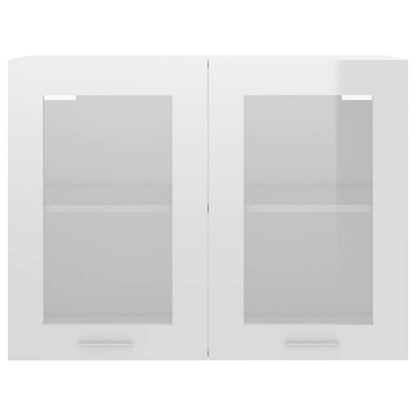 Hanging Glass Cabinet High Gloss White 80x31x60 cm Engineered Wood