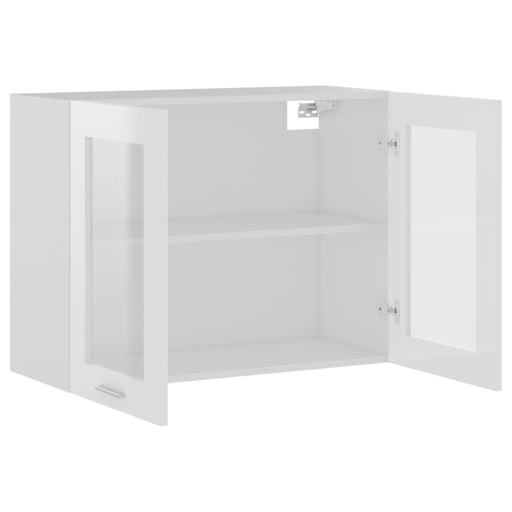 Hanging Glass Cabinet High Gloss White 80x31x60 cm Engineered Wood