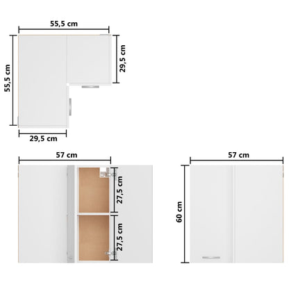 Hanging Corner Cabinet White 57x57x60 cm Engineered Wood