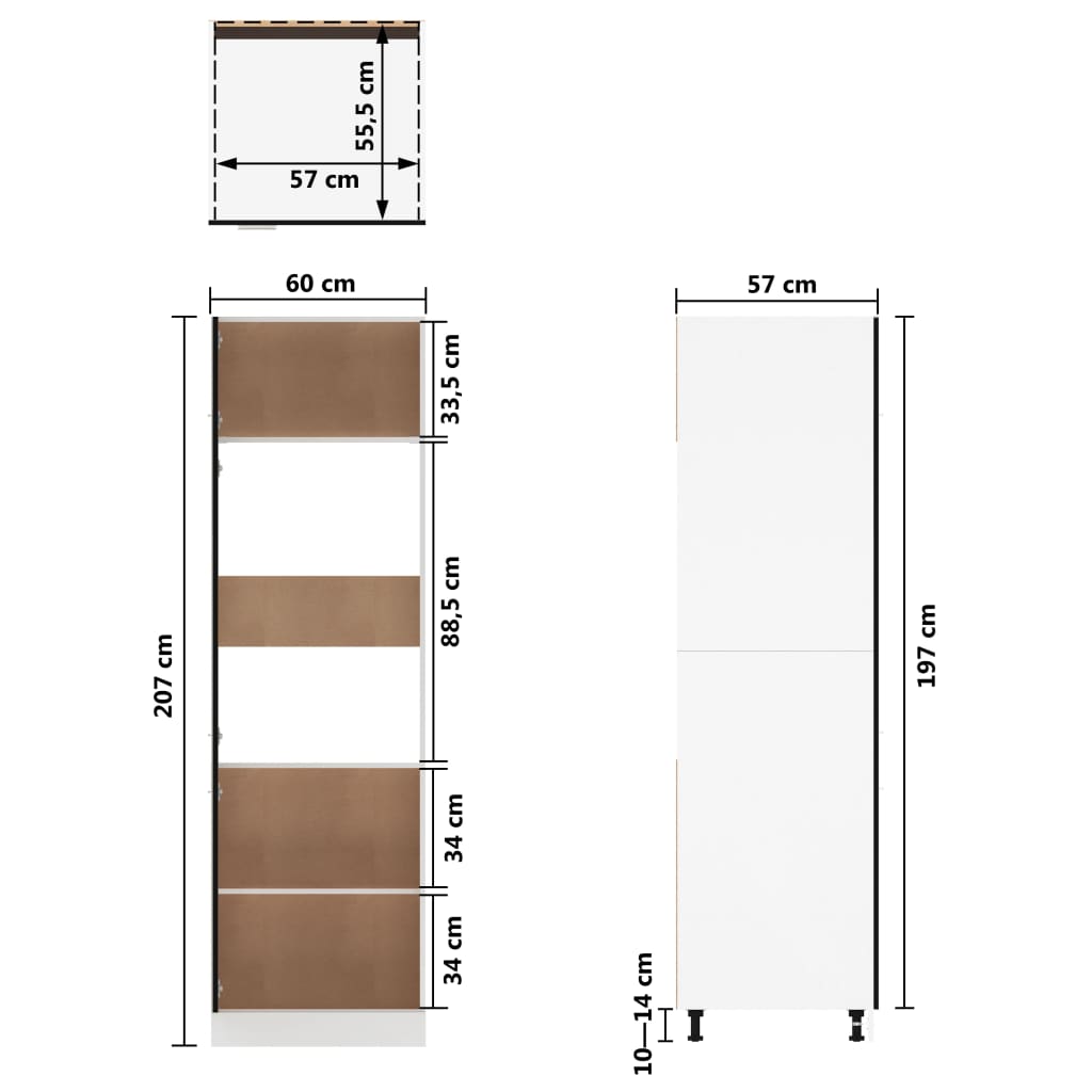 Refrigerator Cabinet Black 60x57x207 cm Engineered Wood