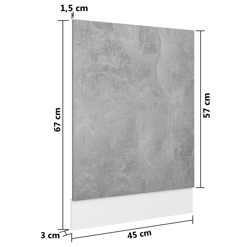 Dishwasher Panel Concrete Grey 45x3x67 cm Engineered Wood