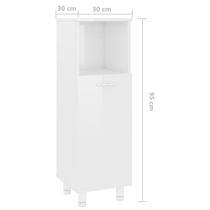 Bathroom Cabinet High Gloss White 30x30x95 cm Engineered Wood