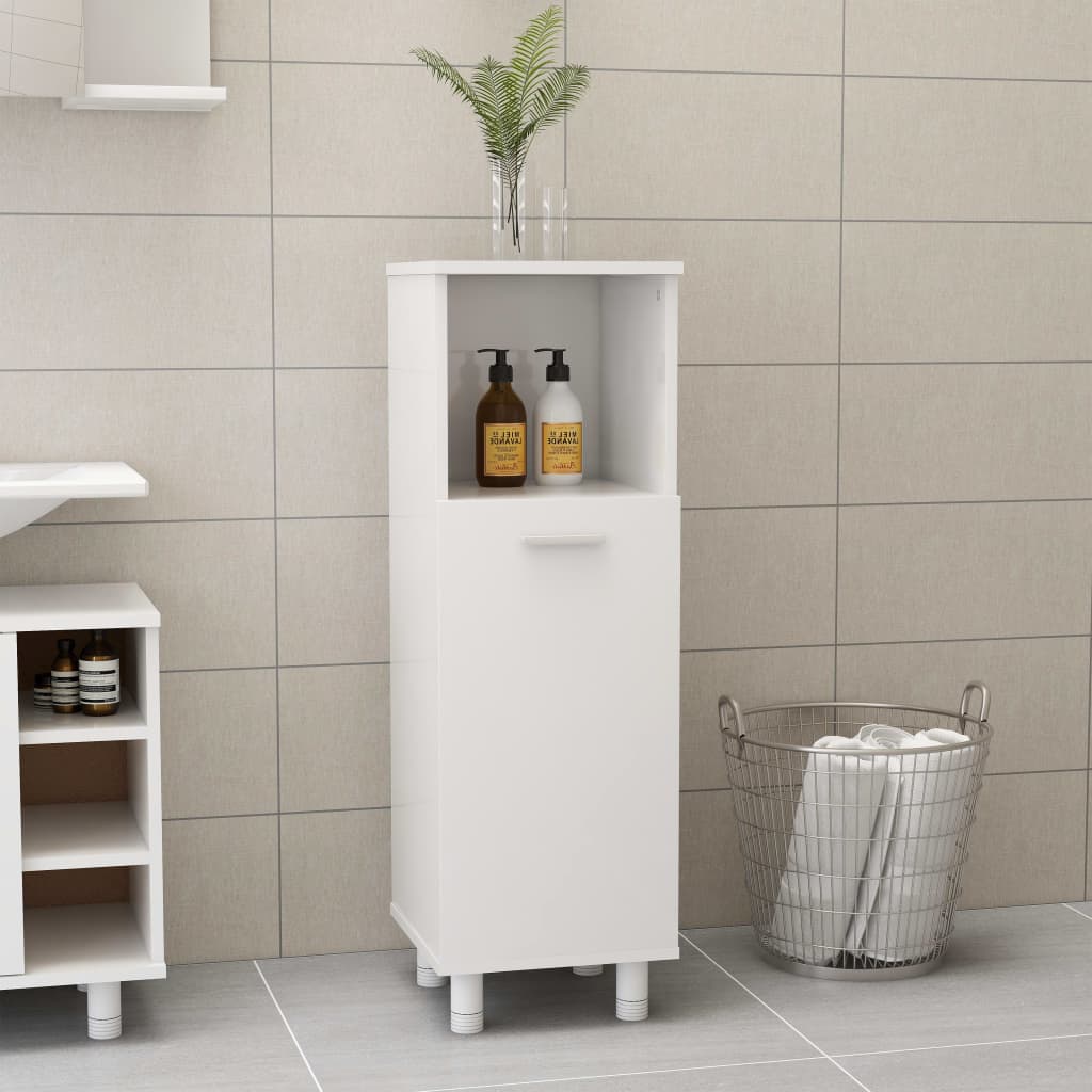 Bathroom Cabinet High Gloss White 30x30x95 cm Engineered Wood