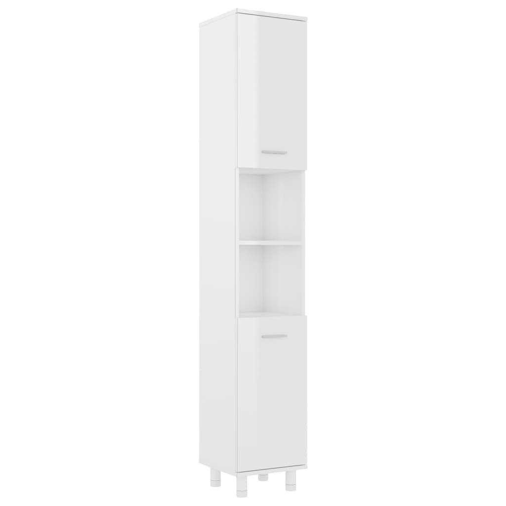 Bathroom Cabinet High Gloss White 30x30x179 cm Engineered Wood