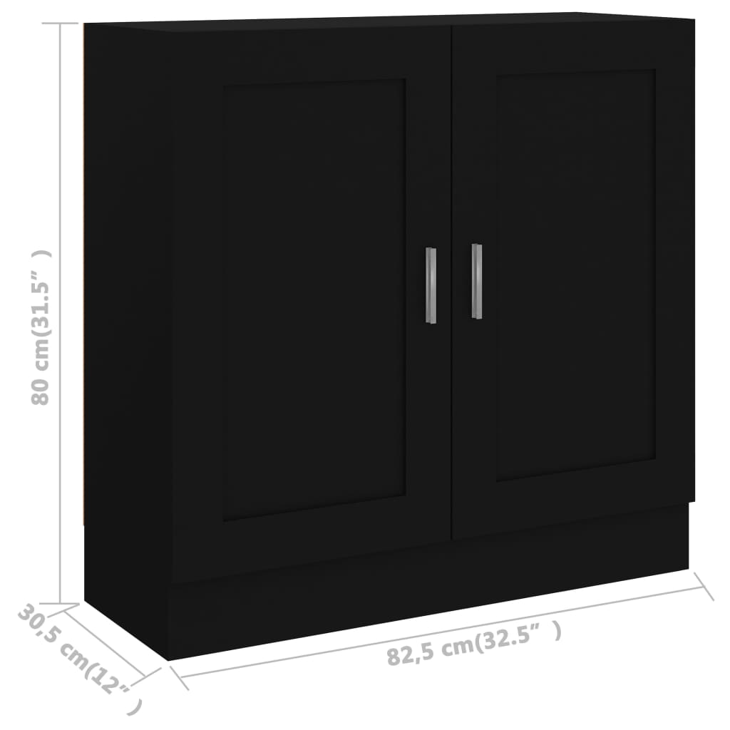 Book Cabinet Black 82.5x30.5x80 cm Engineered Wood