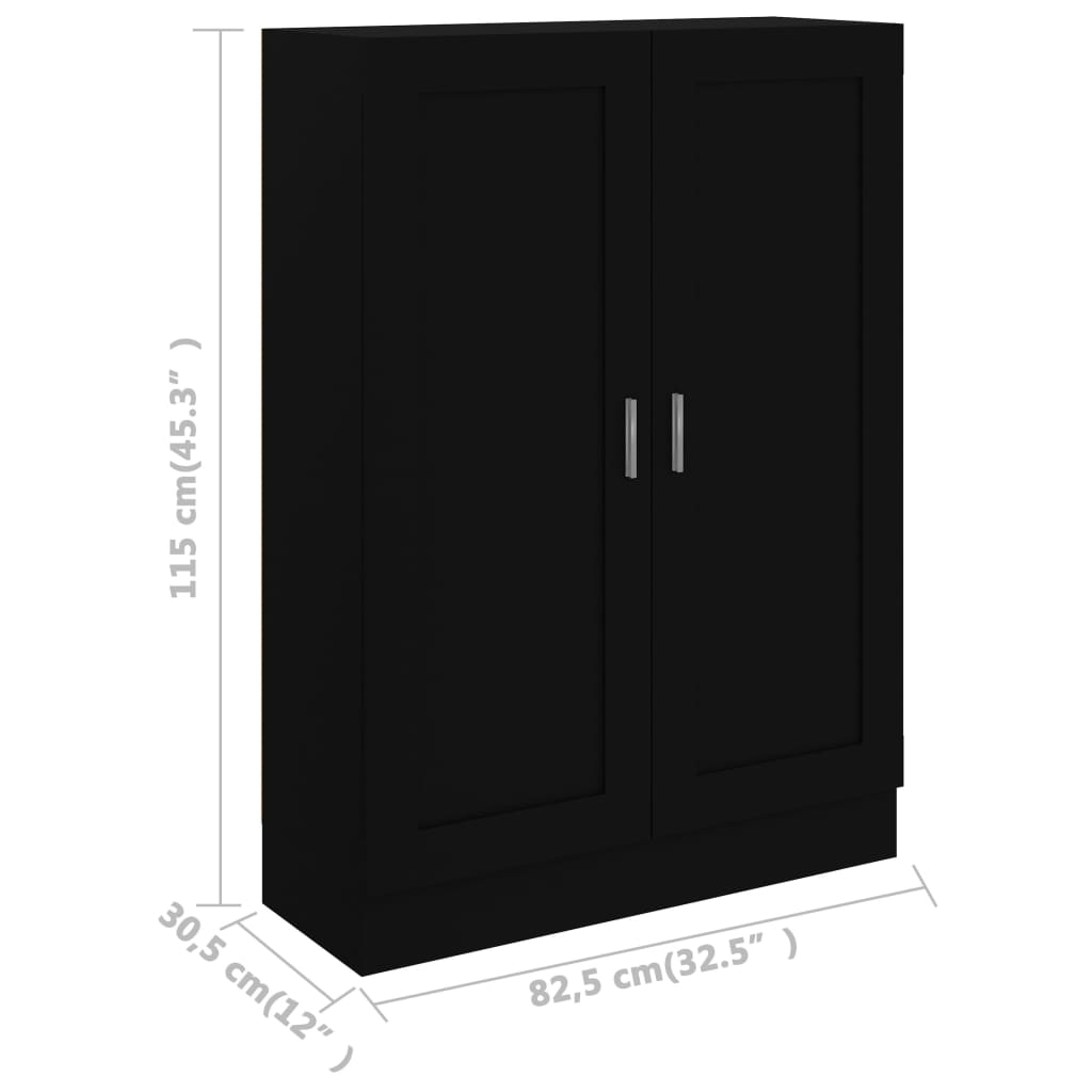 Book Cabinet Black 82.5x30.5x115 cm Engineered Wood