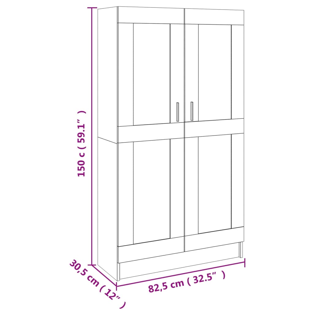 Book Cabinet Concrete Grey 82.5x30.5x150 cm Engineered Wood