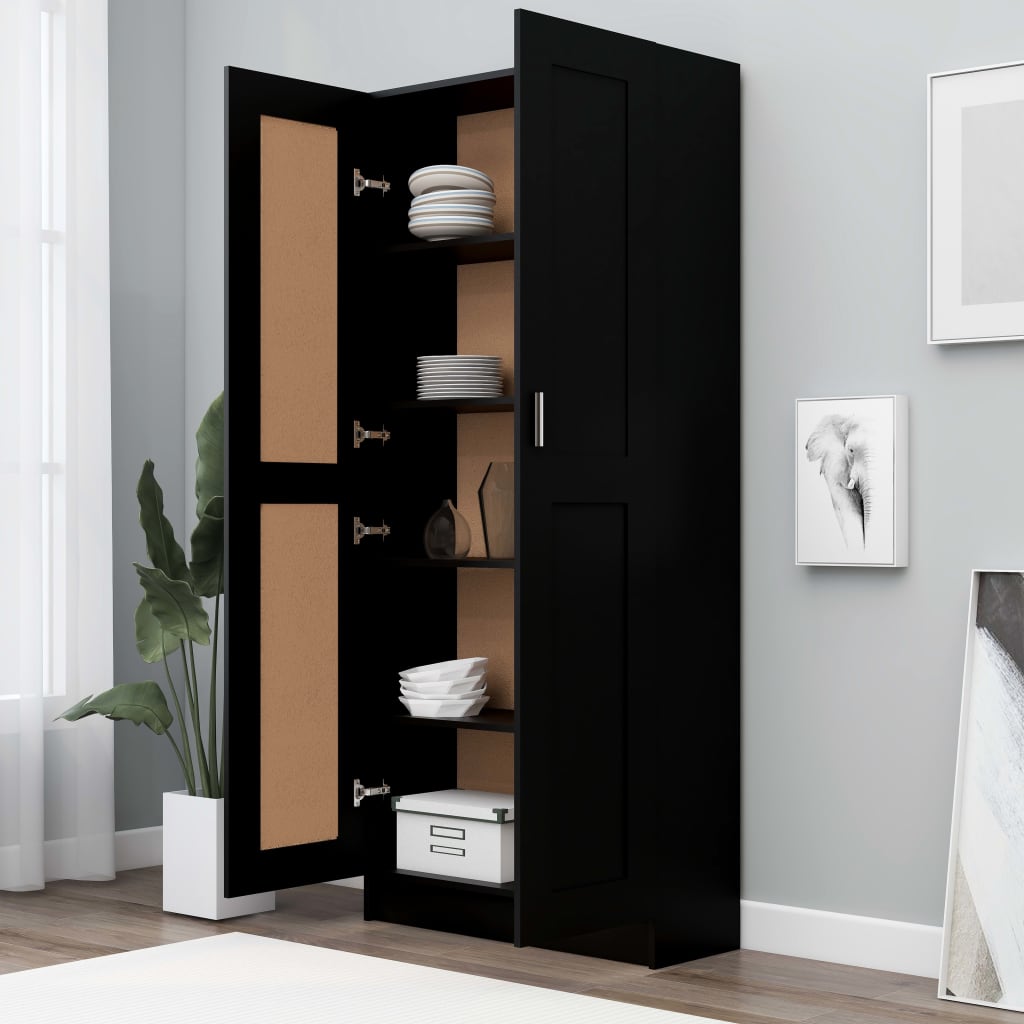 Book Cabinet Black 82.5x30.5x185.5 cm Engineered Wood