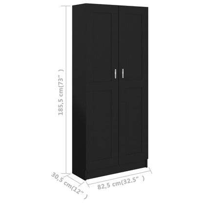 Book Cabinet Black 82.5x30.5x185.5 cm Engineered Wood