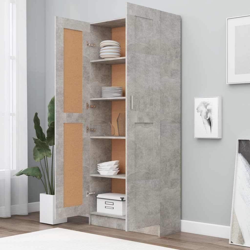 Book Cabinet Concrete Grey 82.5x30.5x185.5 cm Engineered Wood