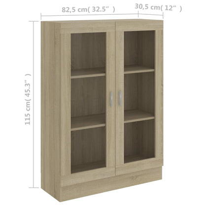 Vitrine Cabinet Sonoma Oak 82.5x30.5x115 cm Engineered Wood