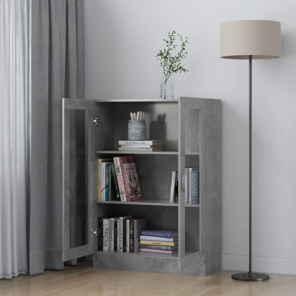 Vitrine Cabinet Concrete Grey 82.5x30.5x115 cm Engineered Wood