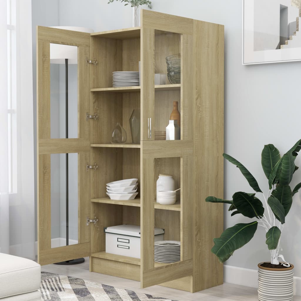 Vitrine Cabinet Sonoma Oak 82.5x30.5x150 cm Engineered Wood