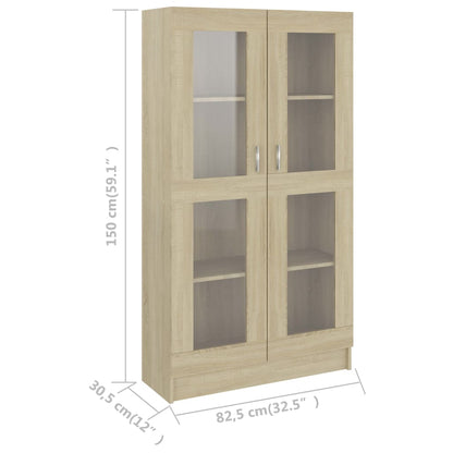 Vitrine Cabinet Sonoma Oak 82.5x30.5x150 cm Engineered Wood