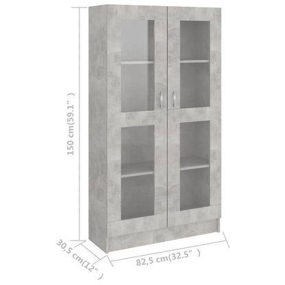 Vitrine Cabinet Concrete Grey 82.5x30.5x150 cm Engineered Wood