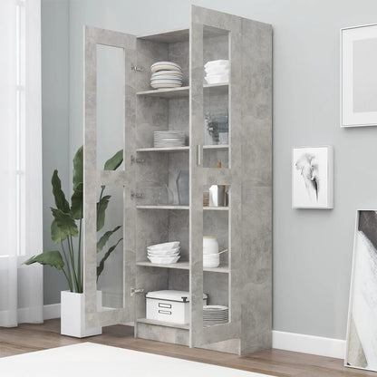 Vitrine Cabinet Concrete Grey 82.5x30.5x185.5 cm Engineered Wood