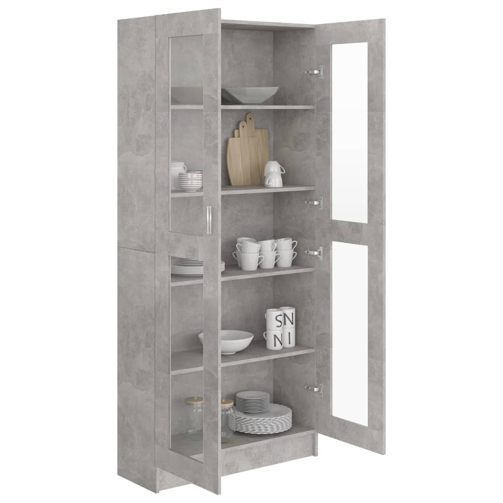 Vitrine Cabinet Concrete Grey 82.5x30.5x185.5 cm Engineered Wood