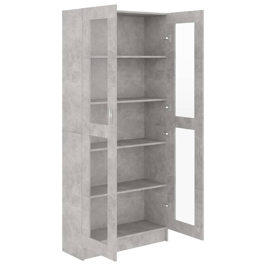 Vitrine Cabinet Concrete Grey 82.5x30.5x185.5 cm Engineered Wood