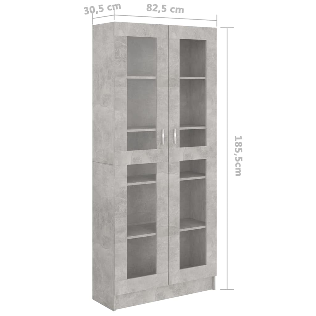 Vitrine Cabinet Concrete Grey 82.5x30.5x185.5 cm Engineered Wood