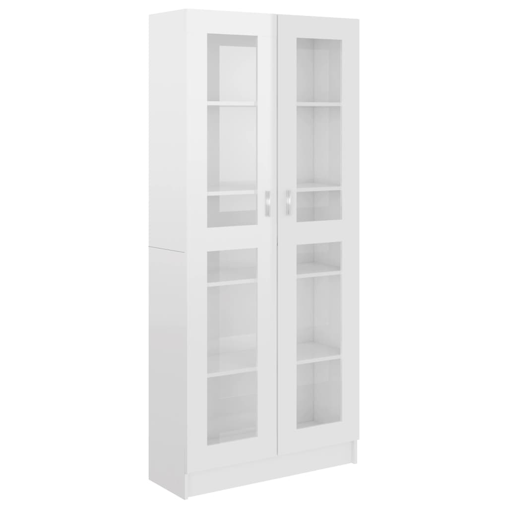 Vitrine Cabinet High Gloss White 82.5x30.5x185.5 cm Engineered Wood