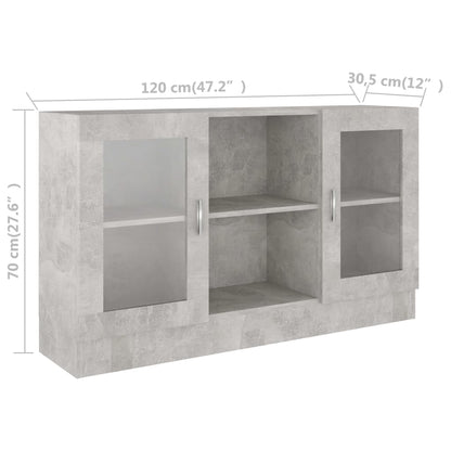 Vitrine Cabinet Concrete Grey 120x30.5x70 cm Engineered Wood