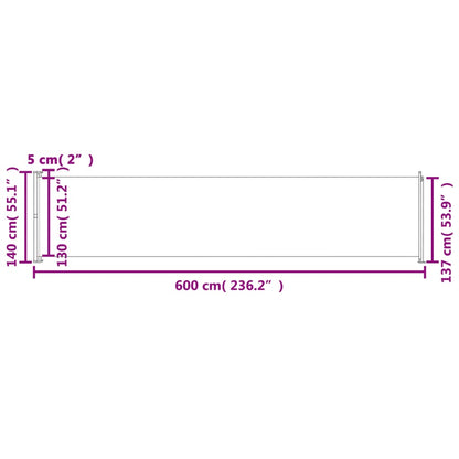 Patio Retractable Side Awning 140x600 cm Brown