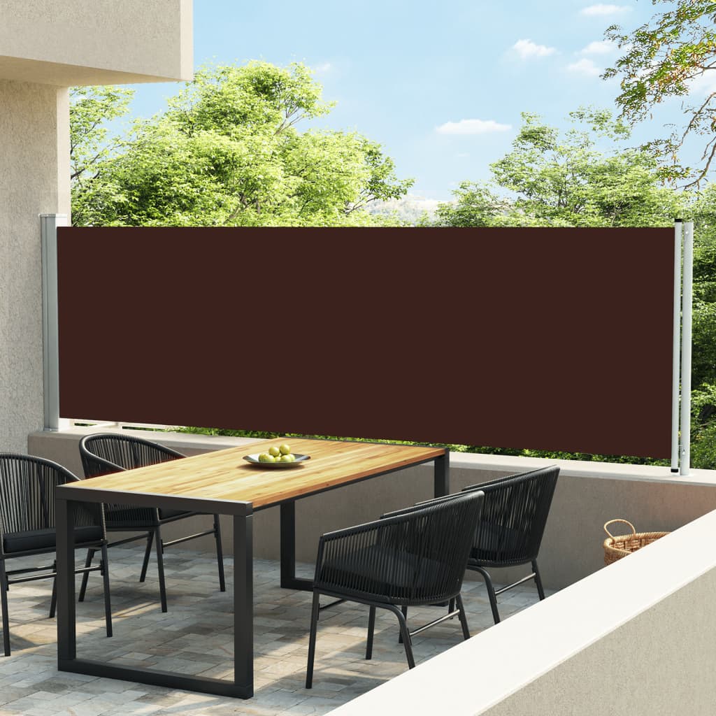 Patio Retractable Side Awning 140x600 cm Brown