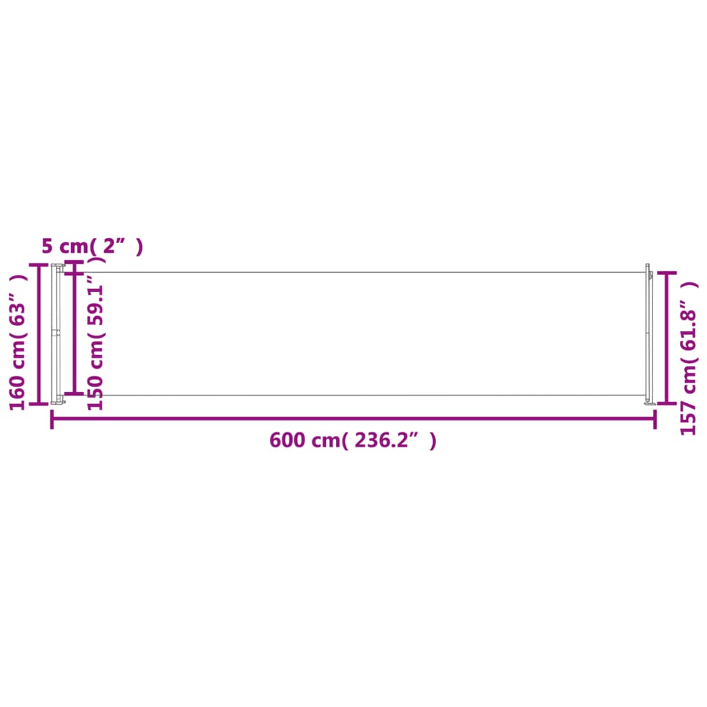 Patio Retractable Side Awning 600x160 cm Blue