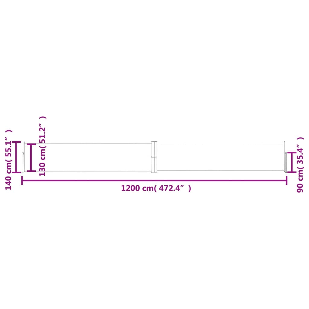 Patio Retractable Side Awning 140x1200 cm Black