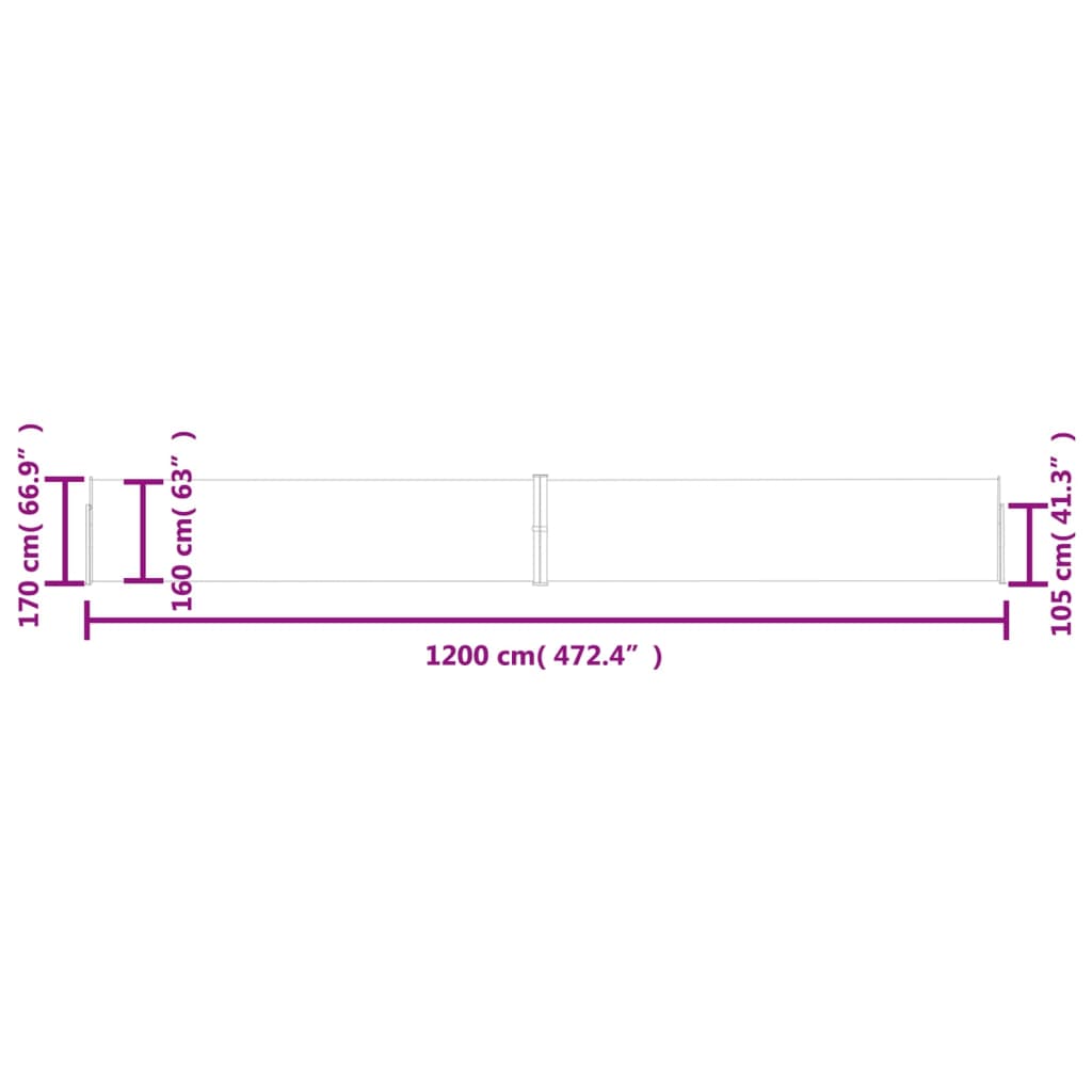 Patio Retractable Side Awning 170x1200 cm Red