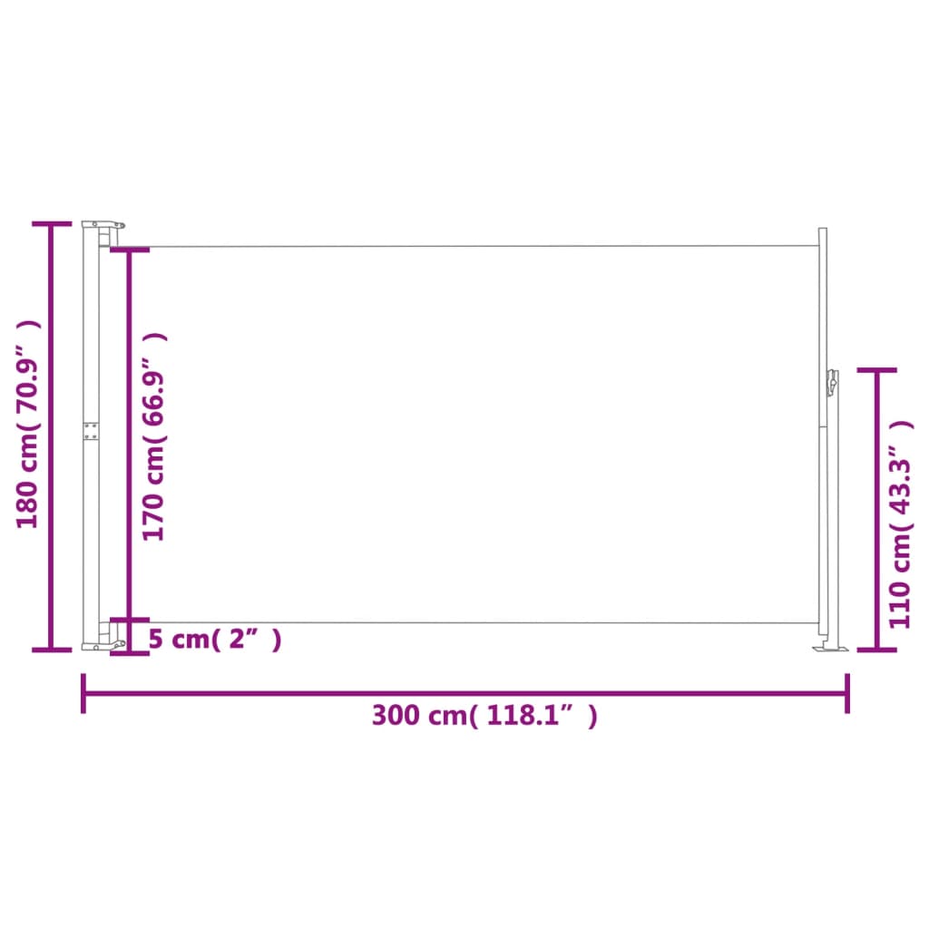 Patio Retractable Side Awning 180x300 cm Black