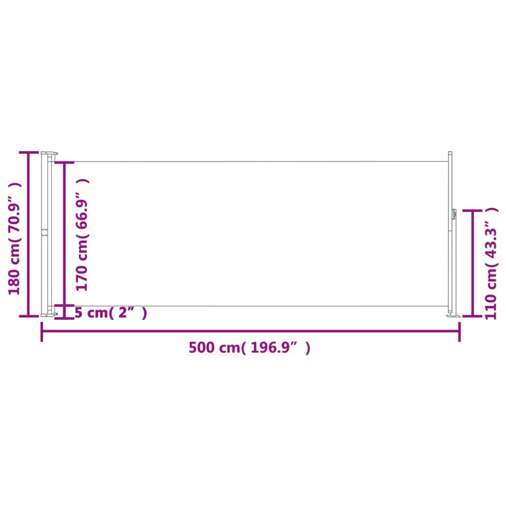 Patio Retractable Side Awning 180x500 cm Black