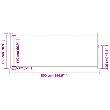 Patio Retractable Side Awning 180x500 cm Black