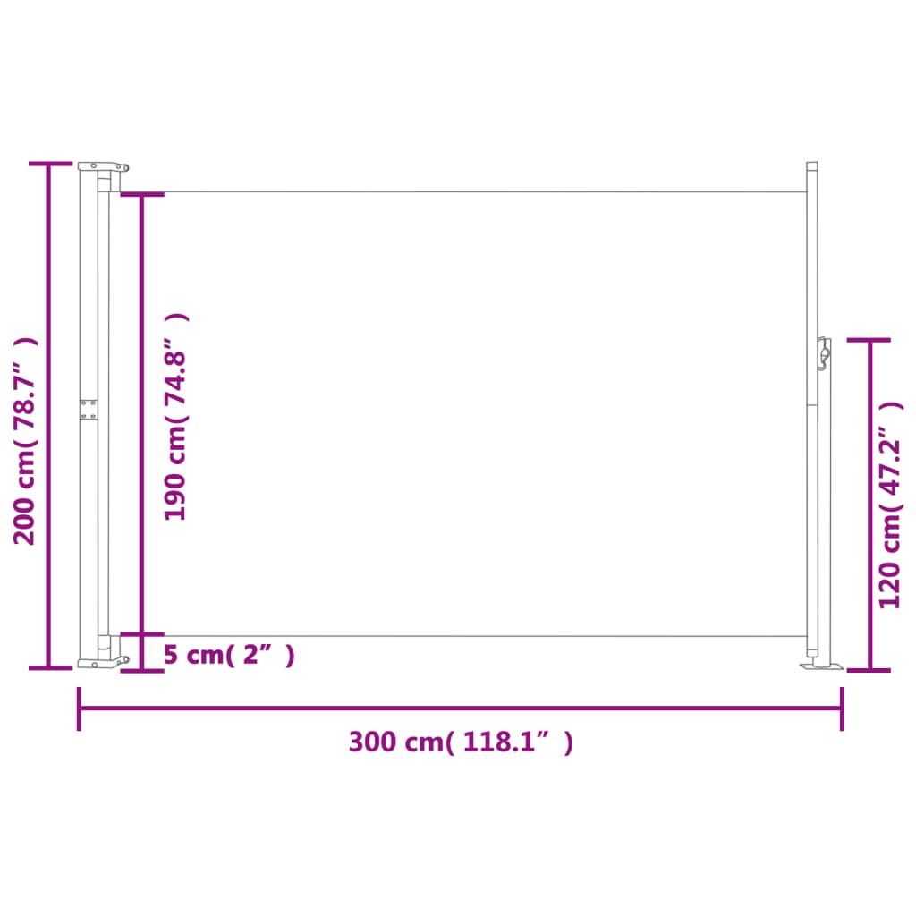 Patio Retractable Side Awning 200x300 cm Cream