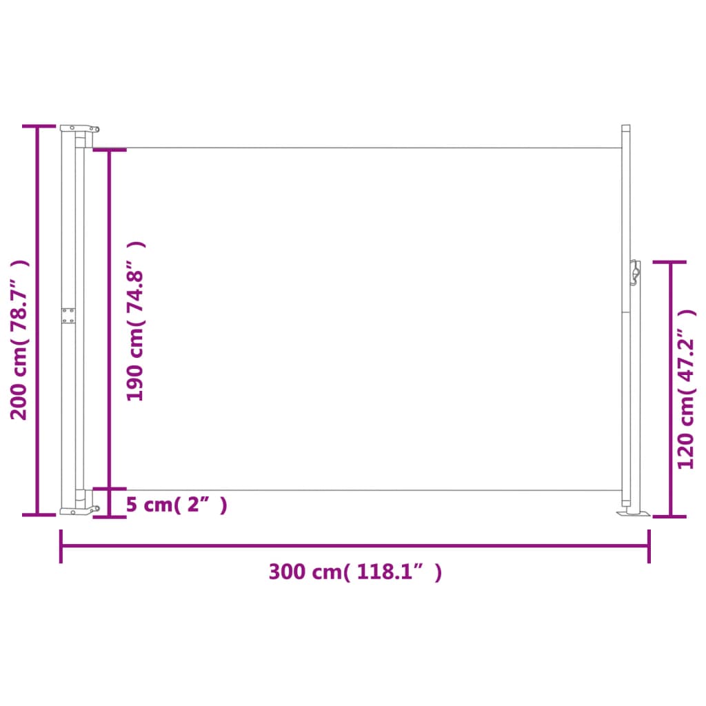 Patio Retractable Side Awning 200x300 cm Grey