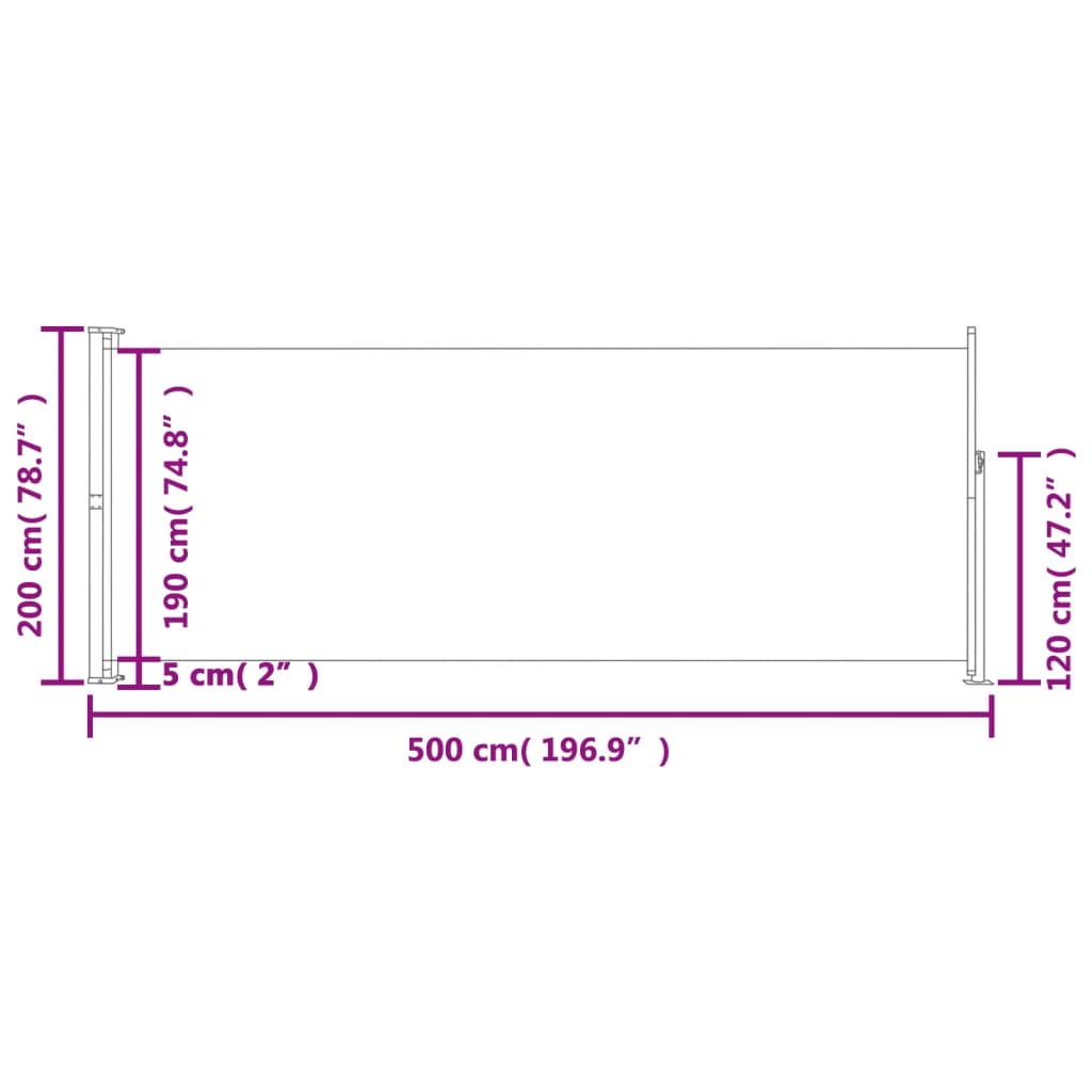 Patio Retractable Side Awning 200x500 cm Cream