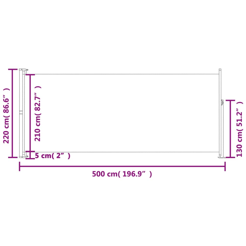 Patio Retractable Side Awning 220x500 cm Black