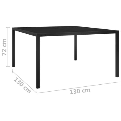 Garden Table 130x130x72 cm Black Steel and Glass
