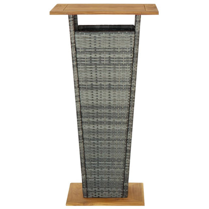 Bar Table Grey 60x60x110 cm Poly Rattan and Solid Acacia Wood