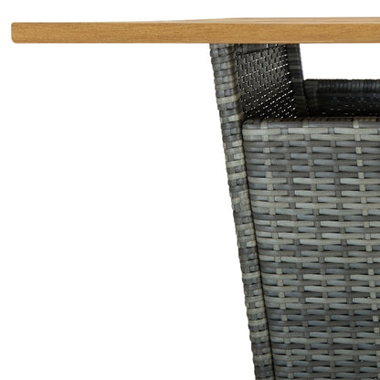 Bar Table Grey 80x80x110 cm Poly Rattan and Solid Acacia Wood