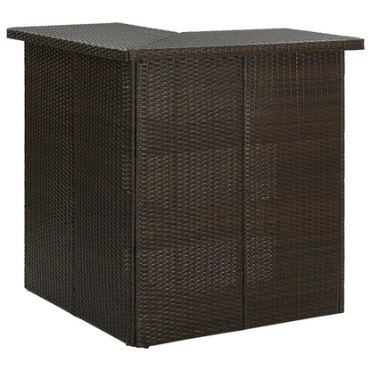 Corner Bar Table Brown 100x50x105 cm Poly Rattan