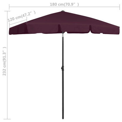 Beach Parasol Bordeaux Red 180x120 cm