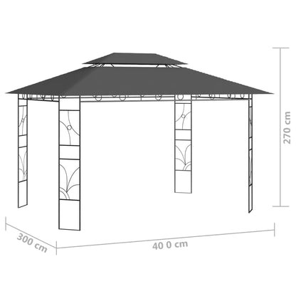 Gazebo 4x3x2.7 m Anthracite 160 g/m²