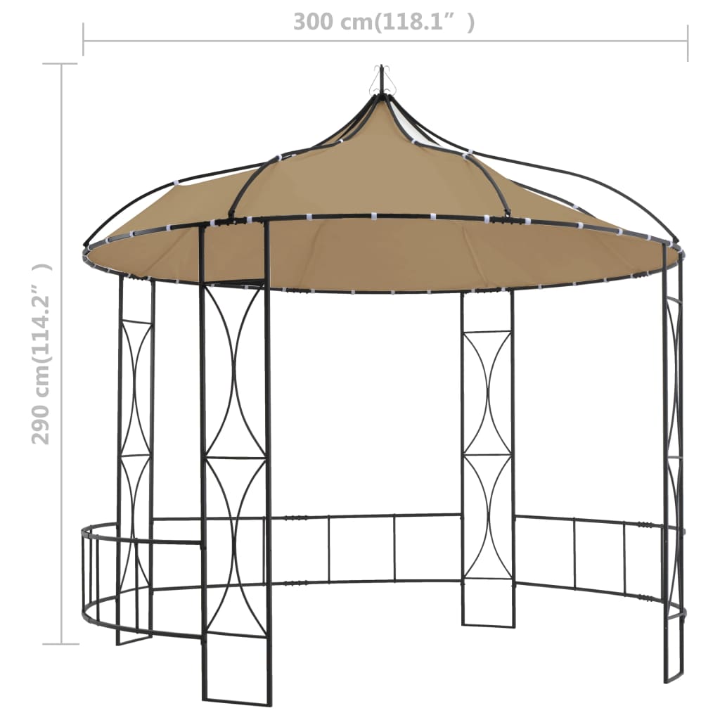 Gazebo 300x290 cm Taupe Round