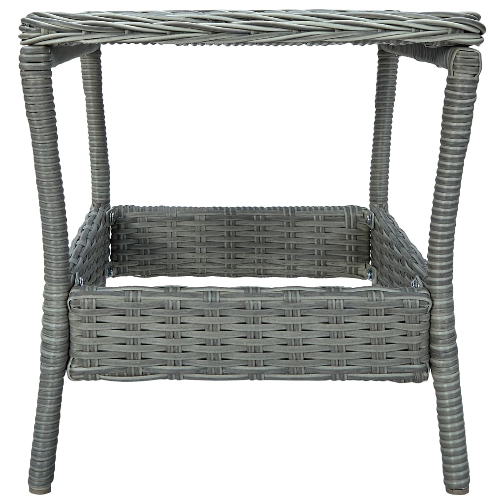 Garden Table Light Grey 45x45x46.5 cm Poly Rattan