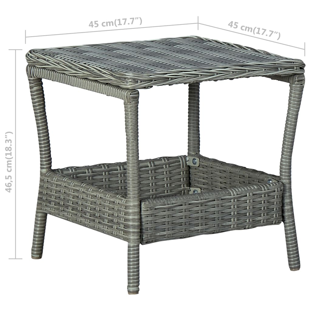 Garden Table Light Grey 45x45x46.5 cm Poly Rattan