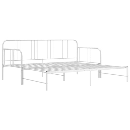 Pull-out Sofa Bed Frame without Mattress White Metal 90x200 cm