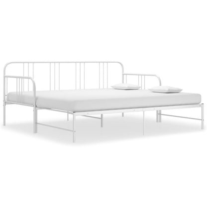 Pull-out Sofa Bed Frame without Mattress White Metal 90x200 cm