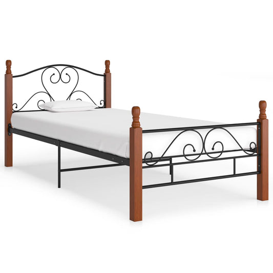 Bed Frame without Mattress Black Metal 90x200 cm