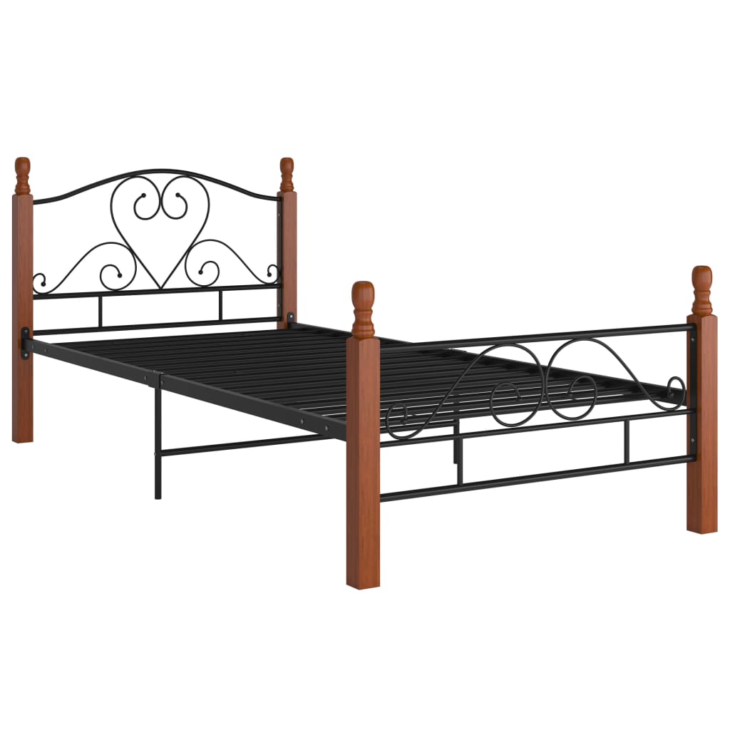 Bed Frame without Mattress Black Metal 90x200 cm